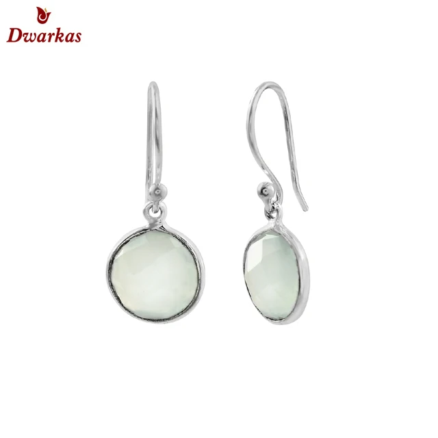 Classic 925 sterling silver green stone pear shape bezel setting drop earring for ladies and girl jewely