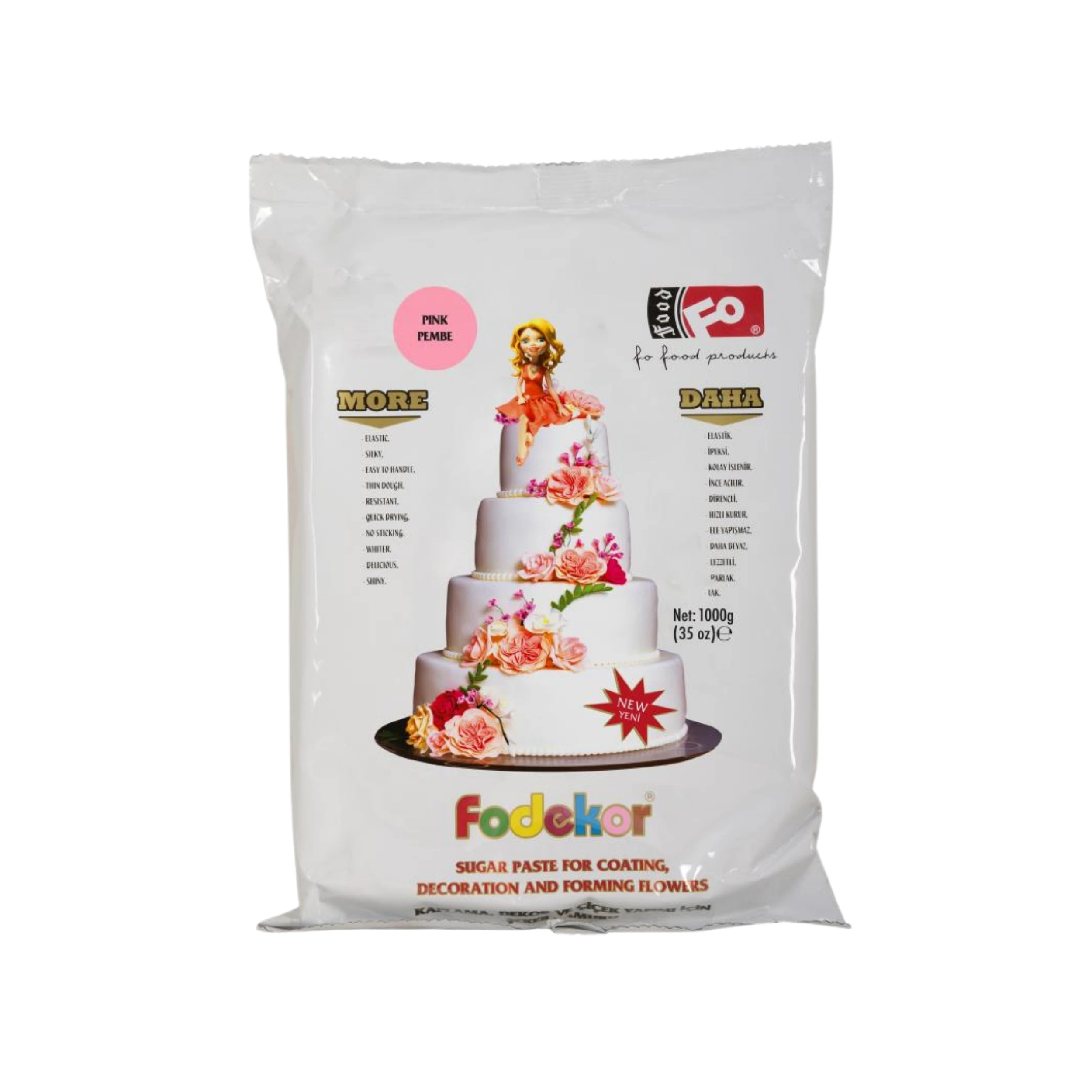 Fo Cake Coating Sugar Dough Pink 1 kg  Sugar Paste Pastries Hot Sale High Quality Best Price Vegetable Pastry for Decoration