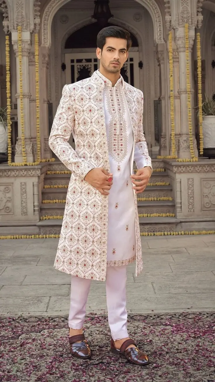 All Size Traditional Silk Wedding Kurta For Groom Designer Sherwani Collection For Men Designer Servani For Boys 2023 Wholesale