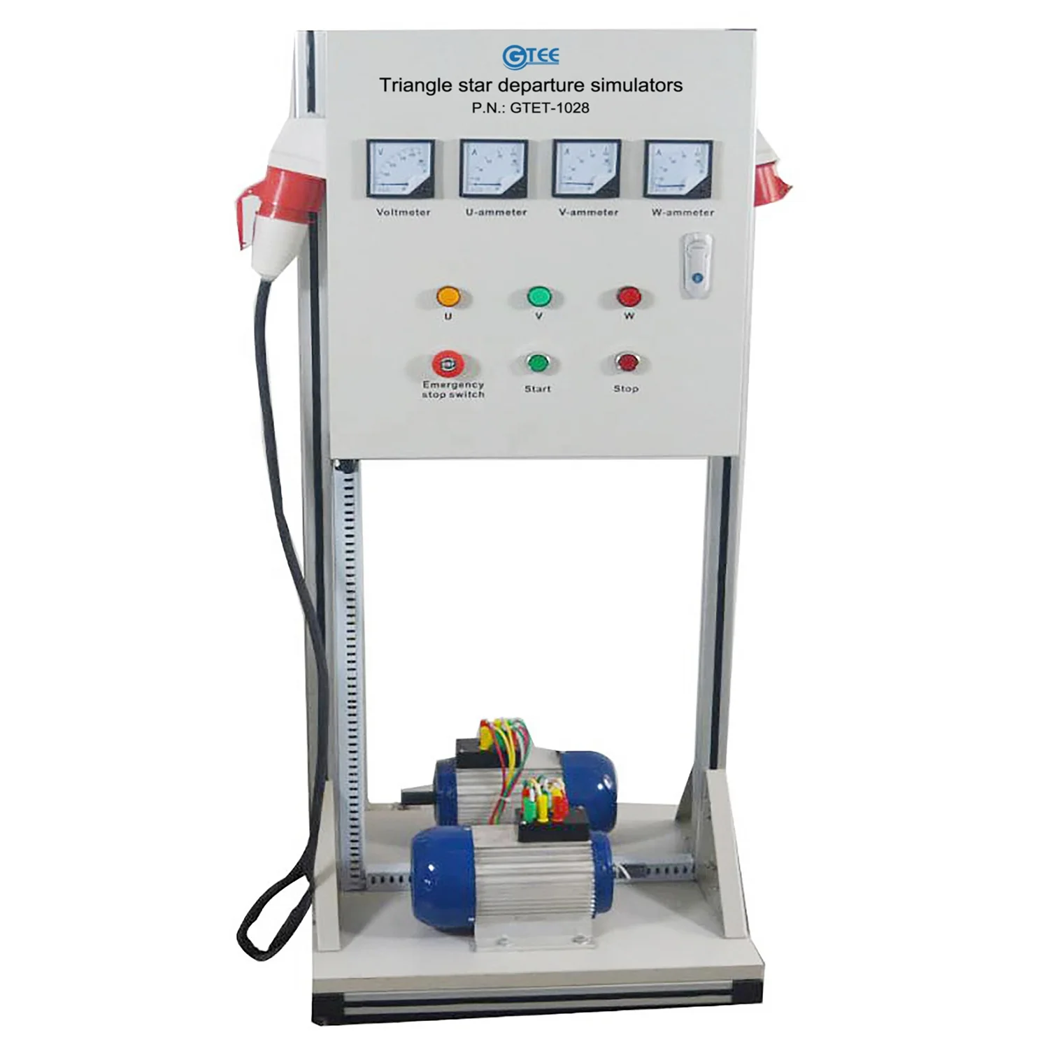 Three-phase AC electrical motor control trainer for triangle star departure simulators educational equipment