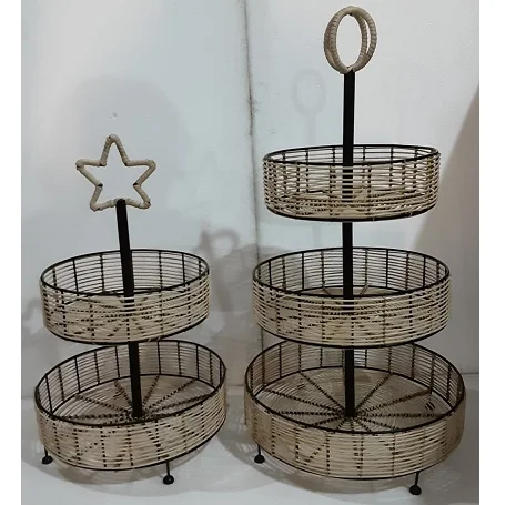 Hot Selling Iron with Cane Fruit Basket Customized Design handcrafted Antique Fruits Cane Basket in wholesale price from India
