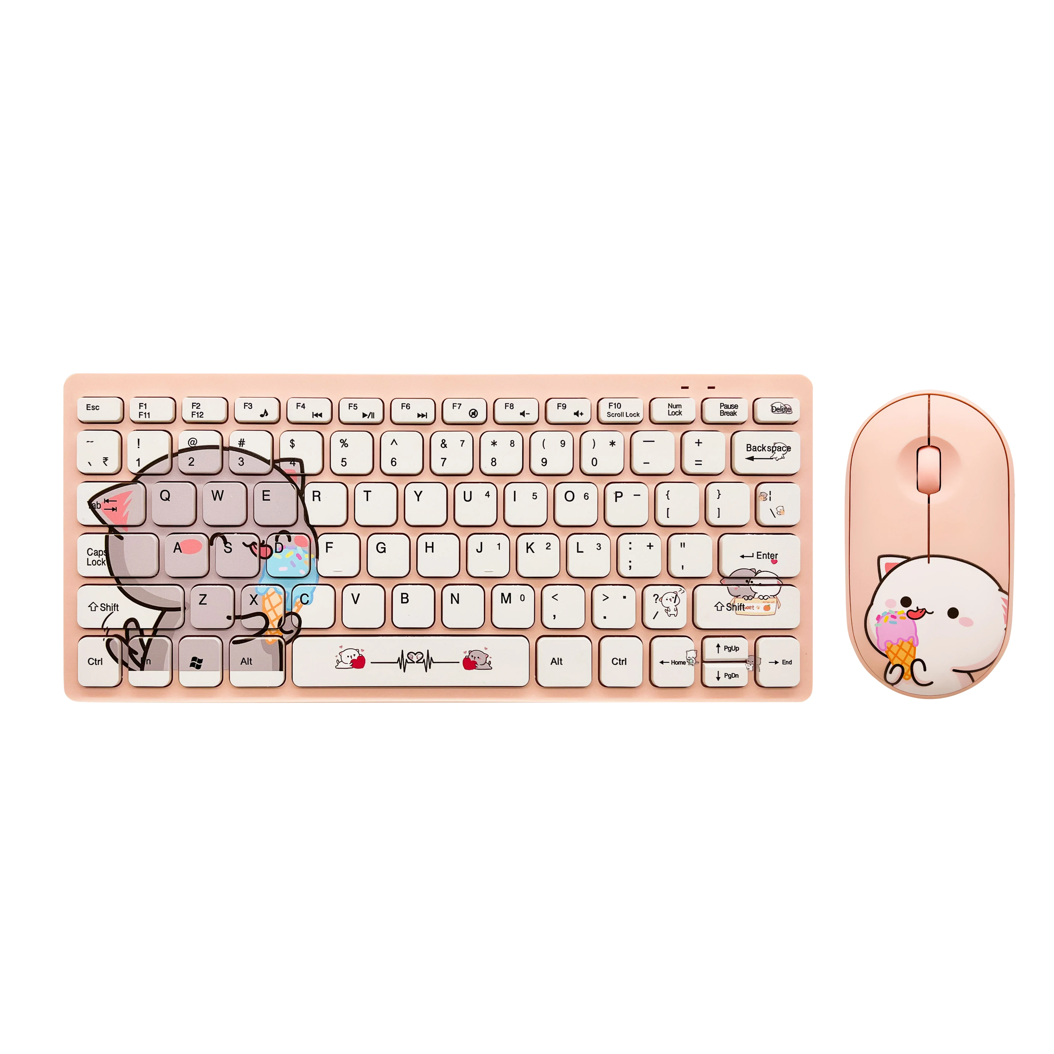 2.4G USB Mini keyboard Mouse Combos Noiseless carton Keyboard with mouse set For PC Laptop TV