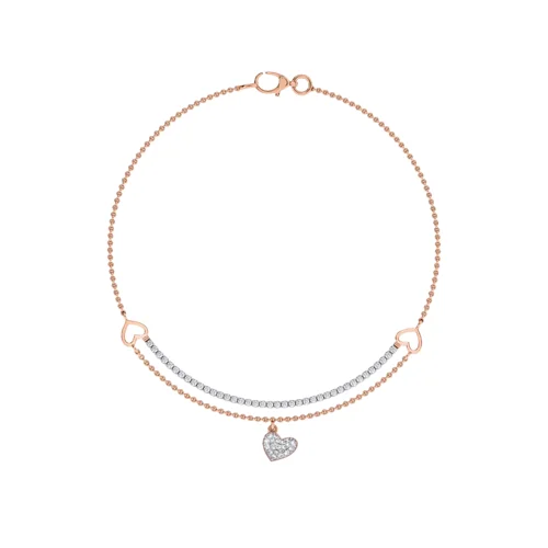 Half Eternity Beautiful Real Diamond Chain with a Heart Charm