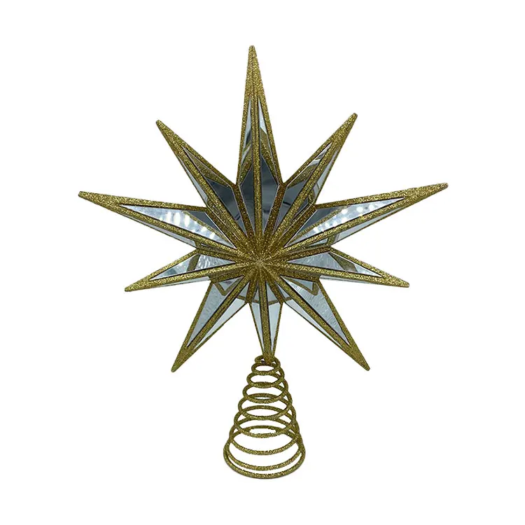 Manufacturers Christmas Star Tree Topper Mirrored Star Glitter Tree Topper for Christmas Party Decoration