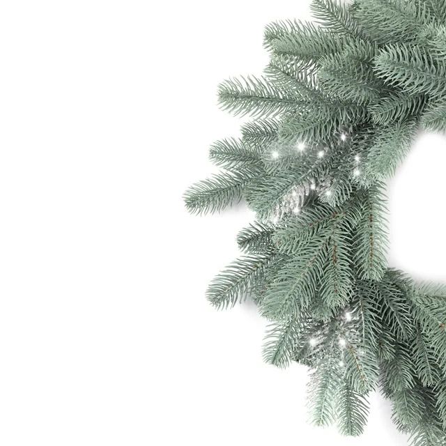 New Design  2024 ARTIFICIAL CHRISTMAS WREATH SILVER SPRUCE PE CRISTAL 50 CM