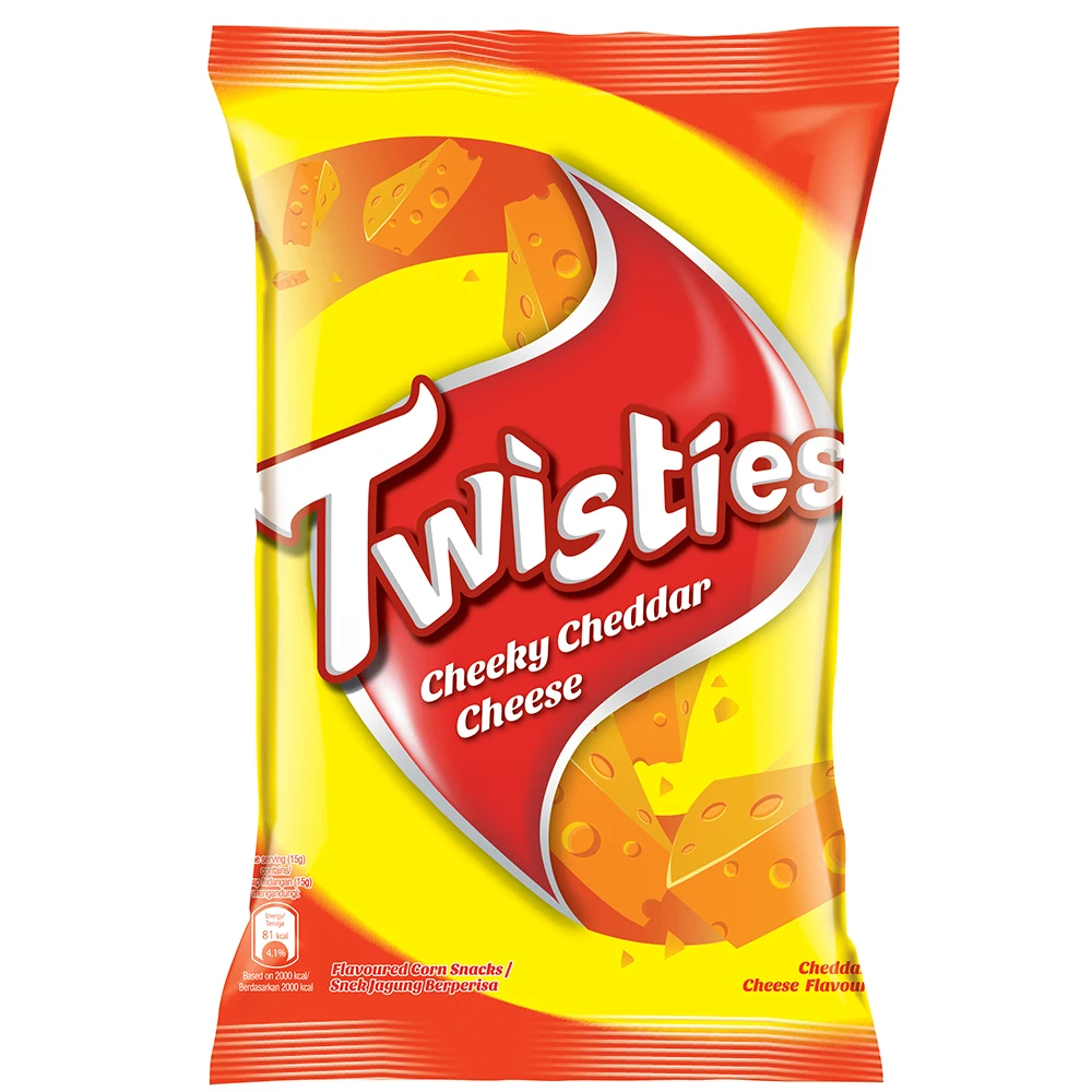 TWISTIES CHEEKY CHEDDAR CHEESE FLAVOUR 140G FLAVOURED CORN SNACKS FOODS WHOLESALER MALAYSIA