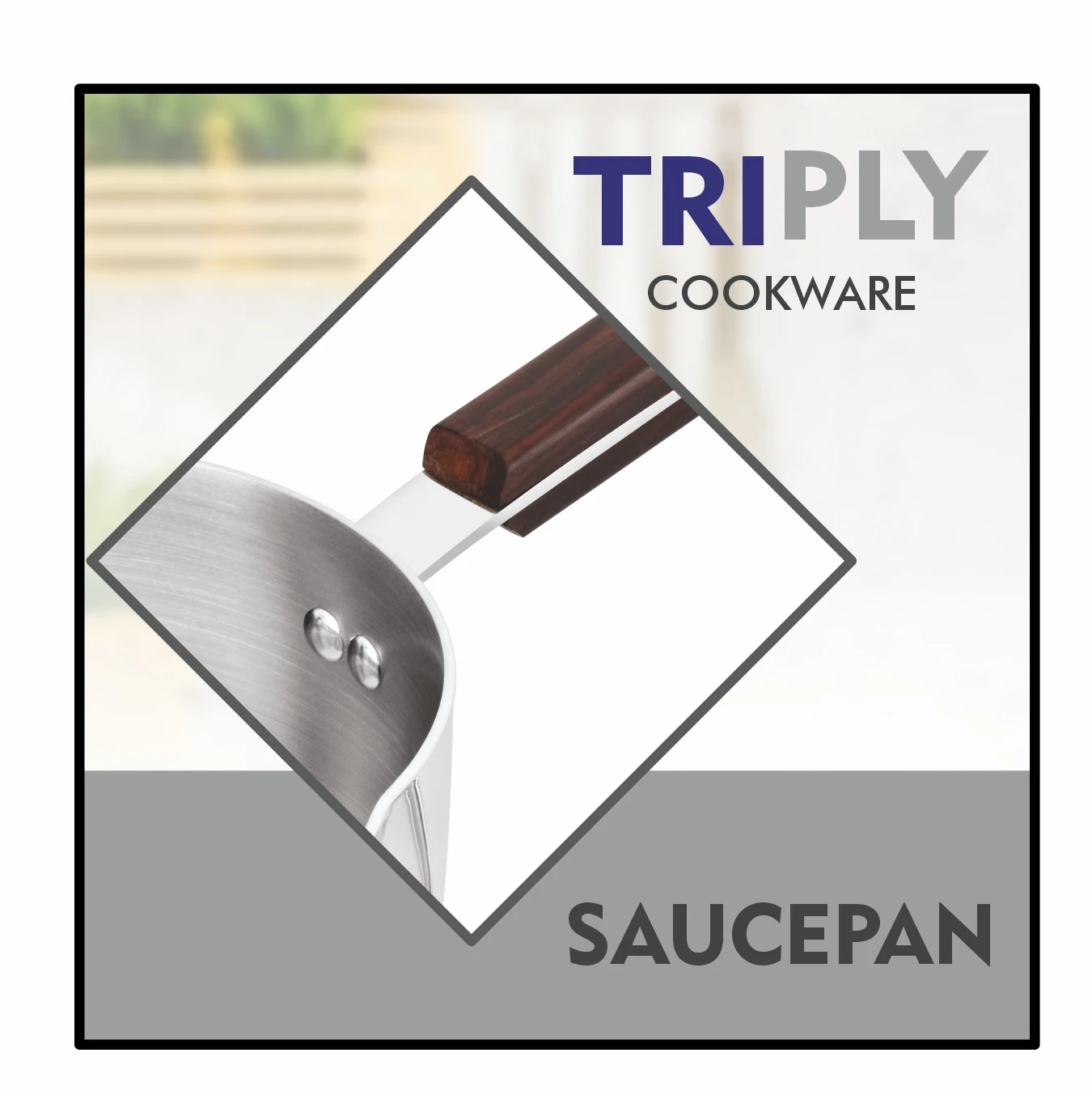 Maxfresh Modern Design Premium Triply Sauce Pan Durable Wooden Steel Handle 3 Layers Bottom Cookware Product