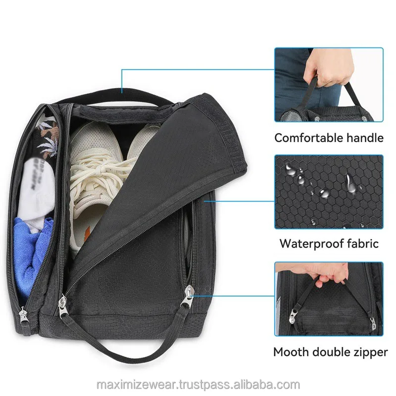 New Arrivals Custom Log Golf Gym Outdoor Shoes Bag With Zipper Breathable Sport Soccer Basketball Shoe Bags