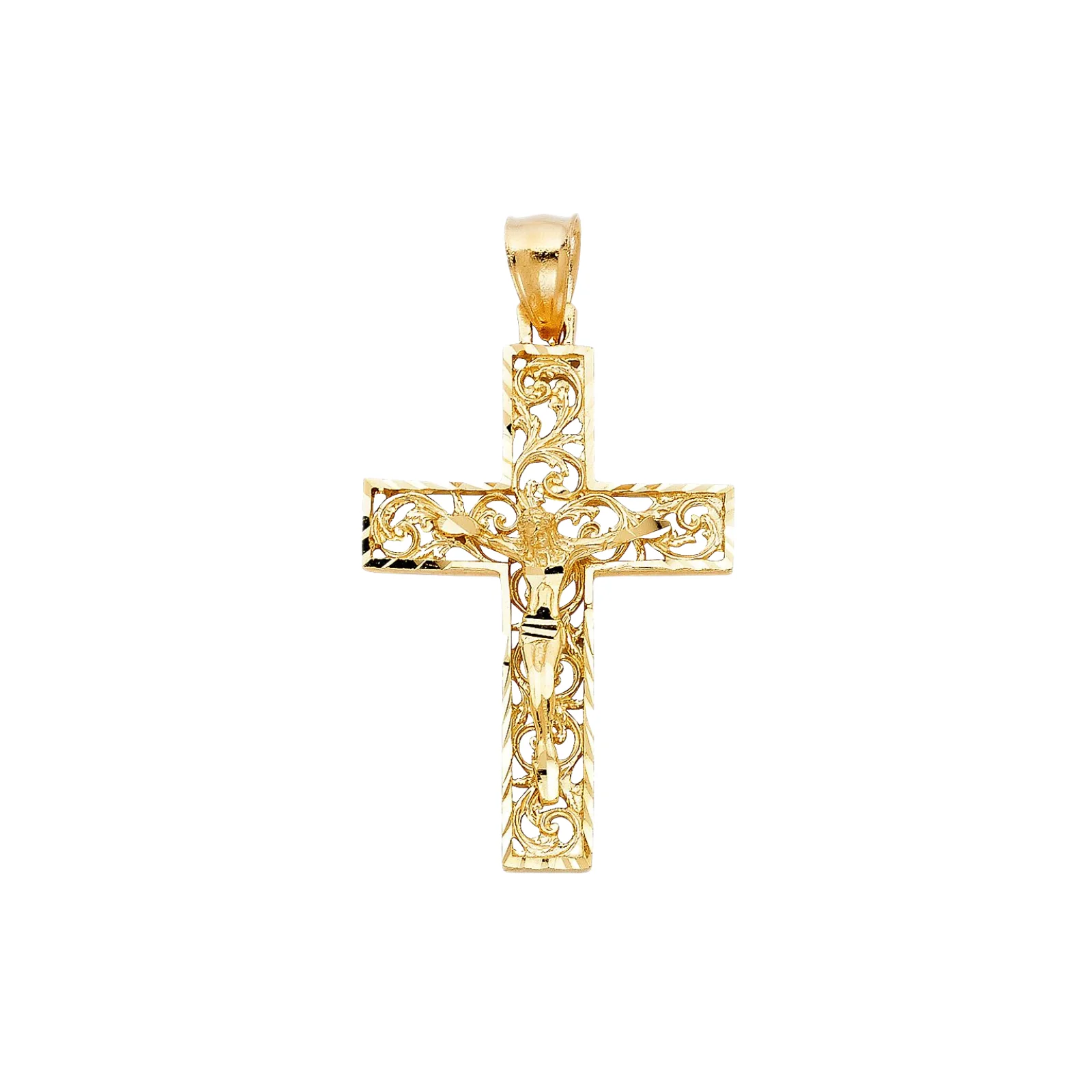 14k Yellow Gold Plated Religious Vintage Crucifix Cross Jesus Charm Pendant Newest Fashion Jewelry