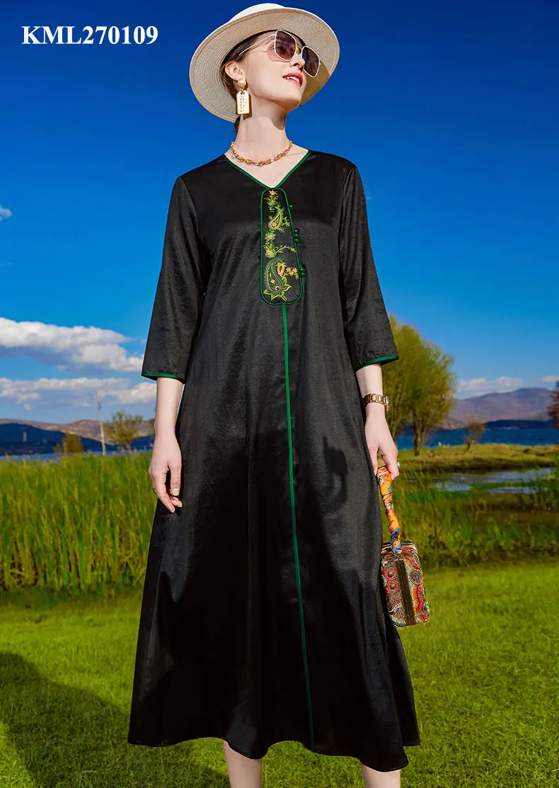 Hot Selling Best Winter KML Italian Design Collection Luxury Black Long Dress For Women And Lady