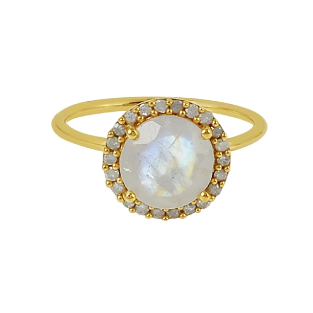 High quality gold plated 925 sterling silver zircon gemstone ring for jewelry maker wholesale