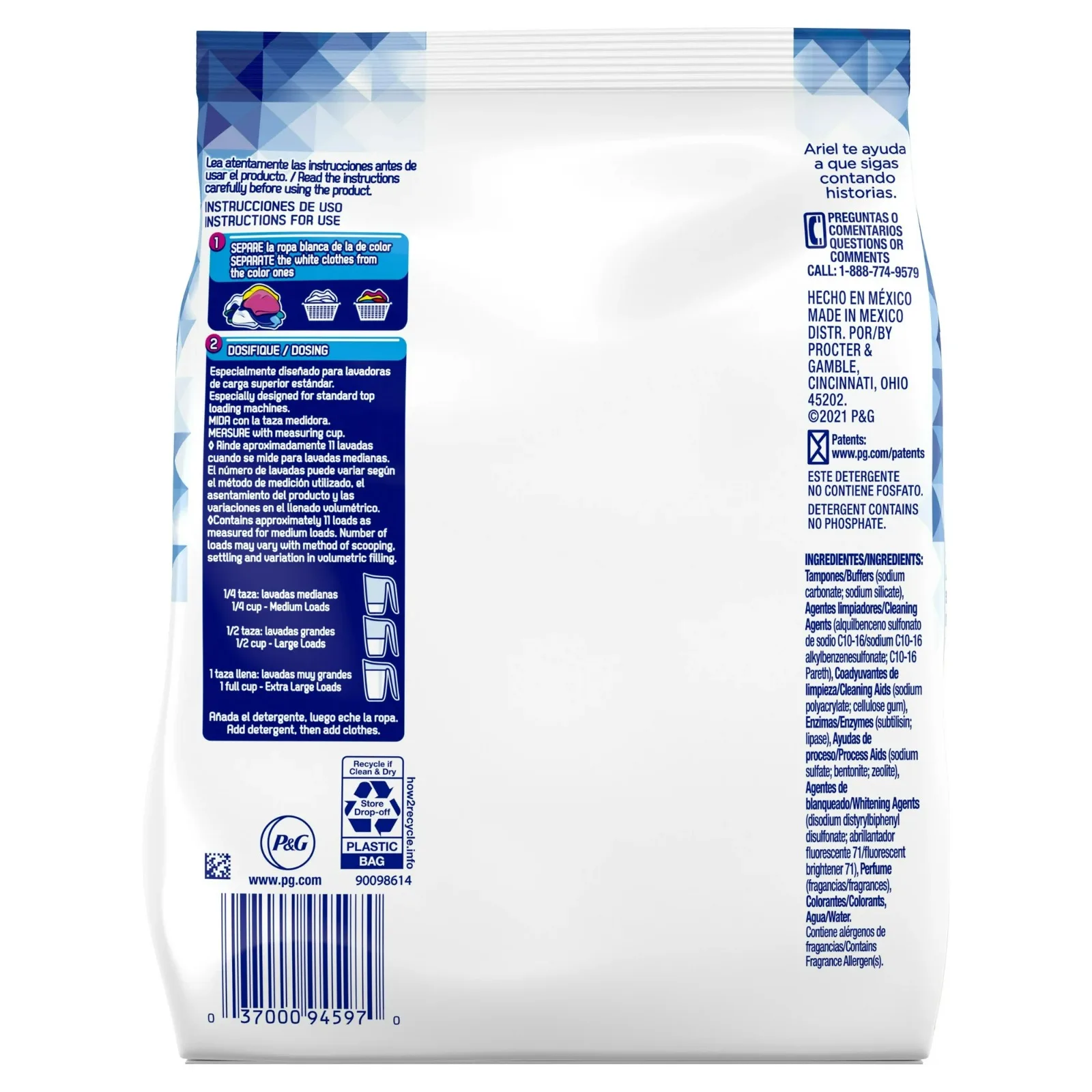 Ariel Powder Laundry Detergent, Original, 0.5 kg 11 Loads