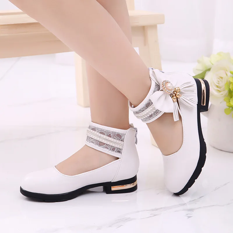 New Sweet Baby Girls Princess Sandals Leather Breathable Dress Shoes Fashion Korean Jewelry Tassel Casual Shoes For Kids