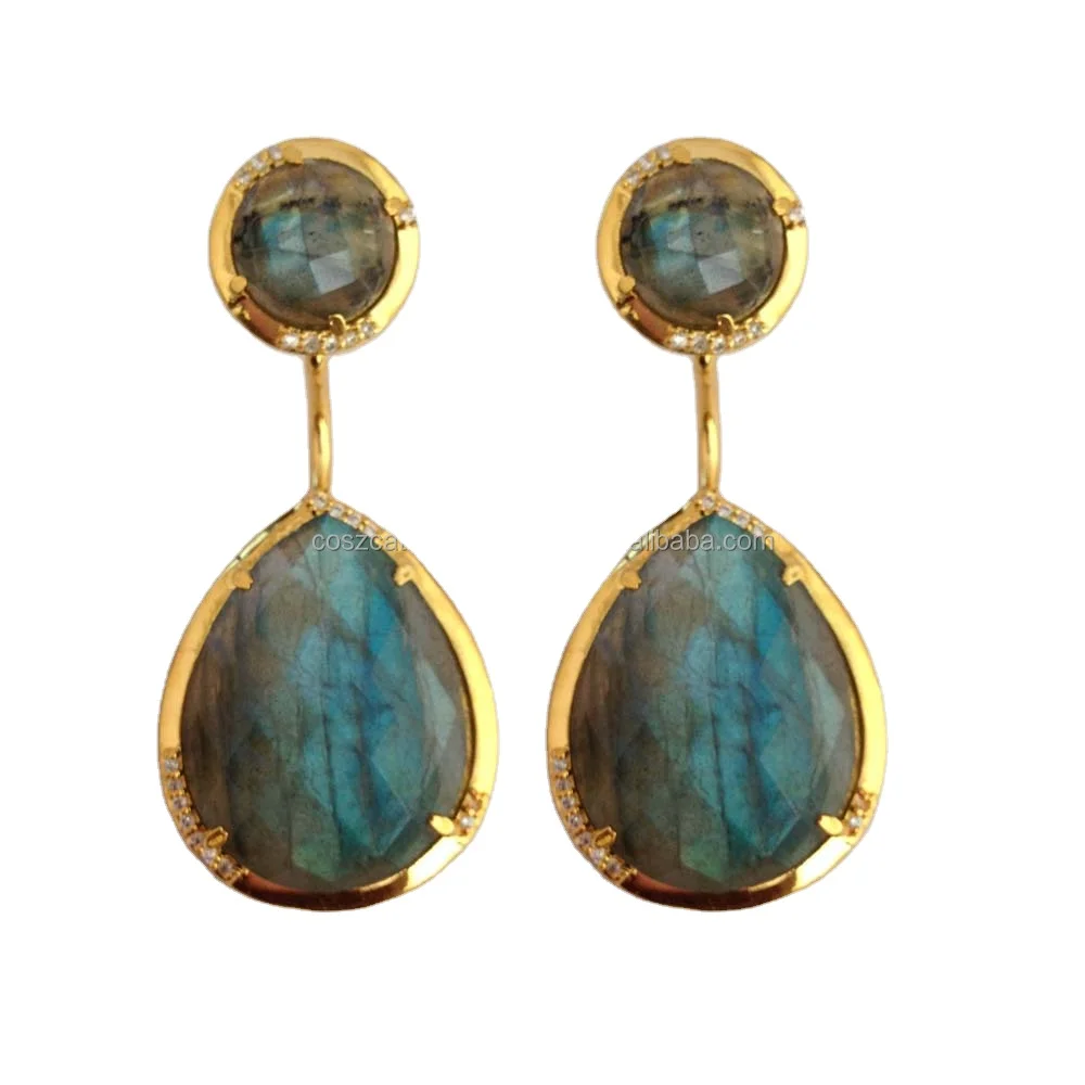 Wholesale long labradorite earrings, Fashion natural Stone jewelry Pendants Charms for Jewelry Making Jewelry Findings Component