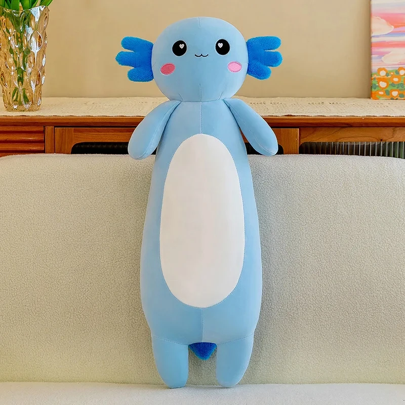 New Long Body Cute Axolotl Plush Throw Pillow Soft Axolotl Plushie Gifts Boys Girls Pink Stuffed Animal Axolotl Plush Toy
