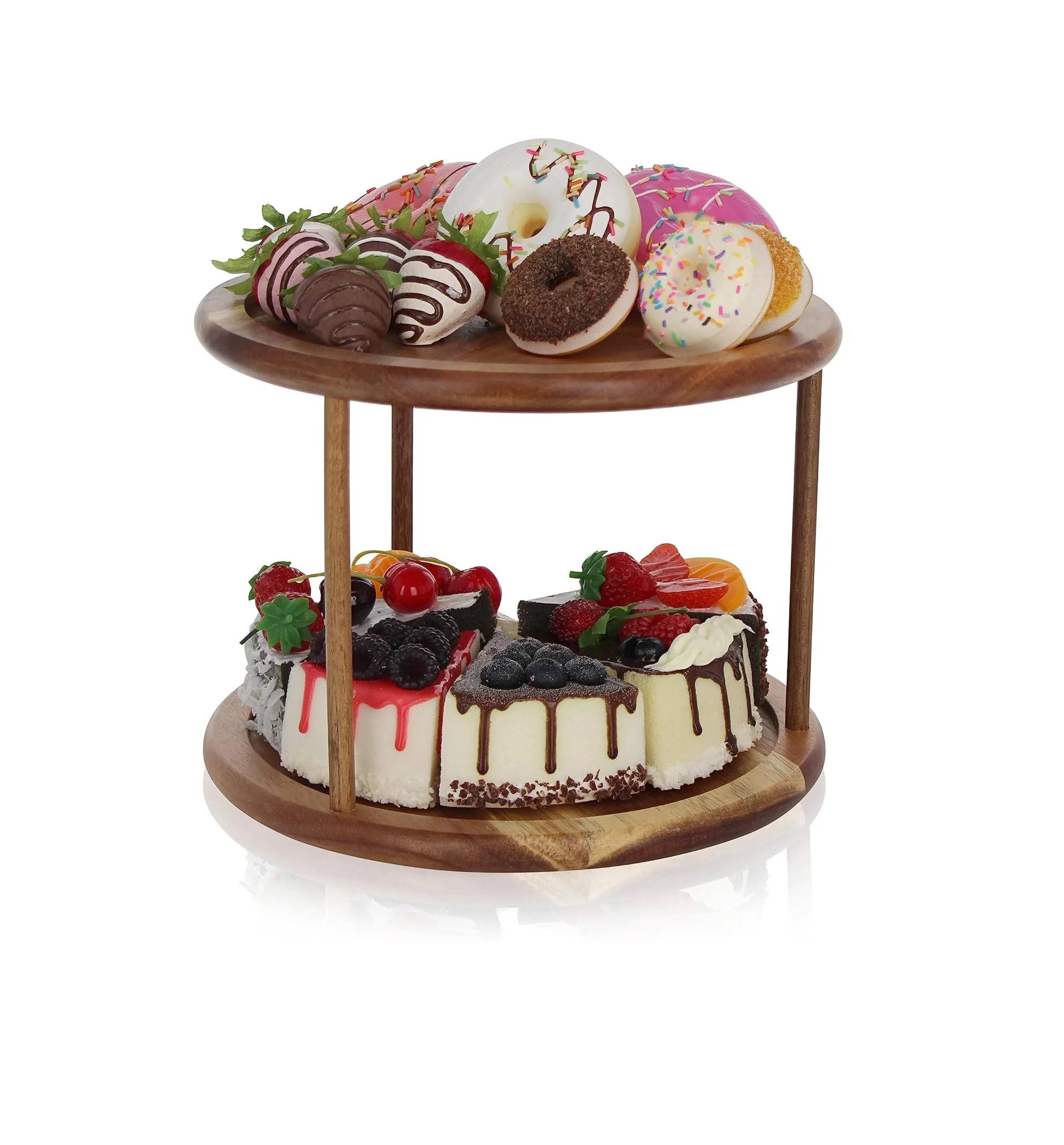 Round Serving Platter - 2-Tier Serving Tray for Desserts, Cookies, Tea, Spices, and Appetizer Serving Tray
