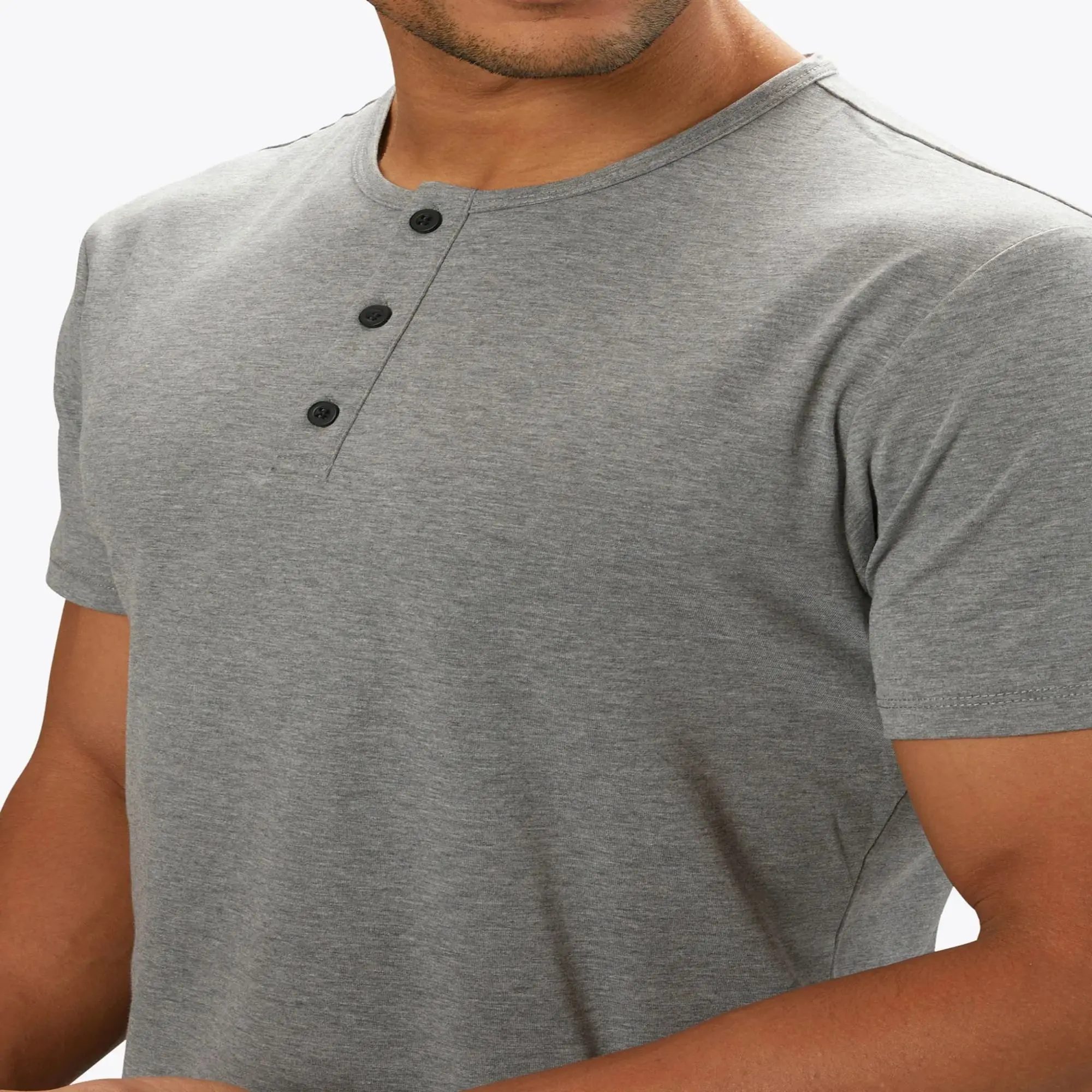 Customizable Wholesale Casual Slim Fit Henley Shirt Short Sleeve Muscle Wear Mens Gym T Shirt