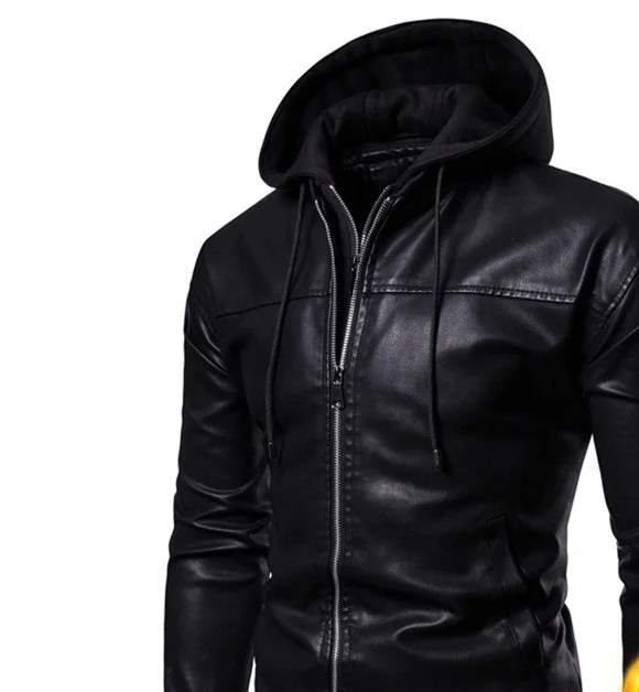 Hooded jackets leather jackets for men Real Leather Custom Jacket with Long Winter Warm Coat Popular custom PU Leather