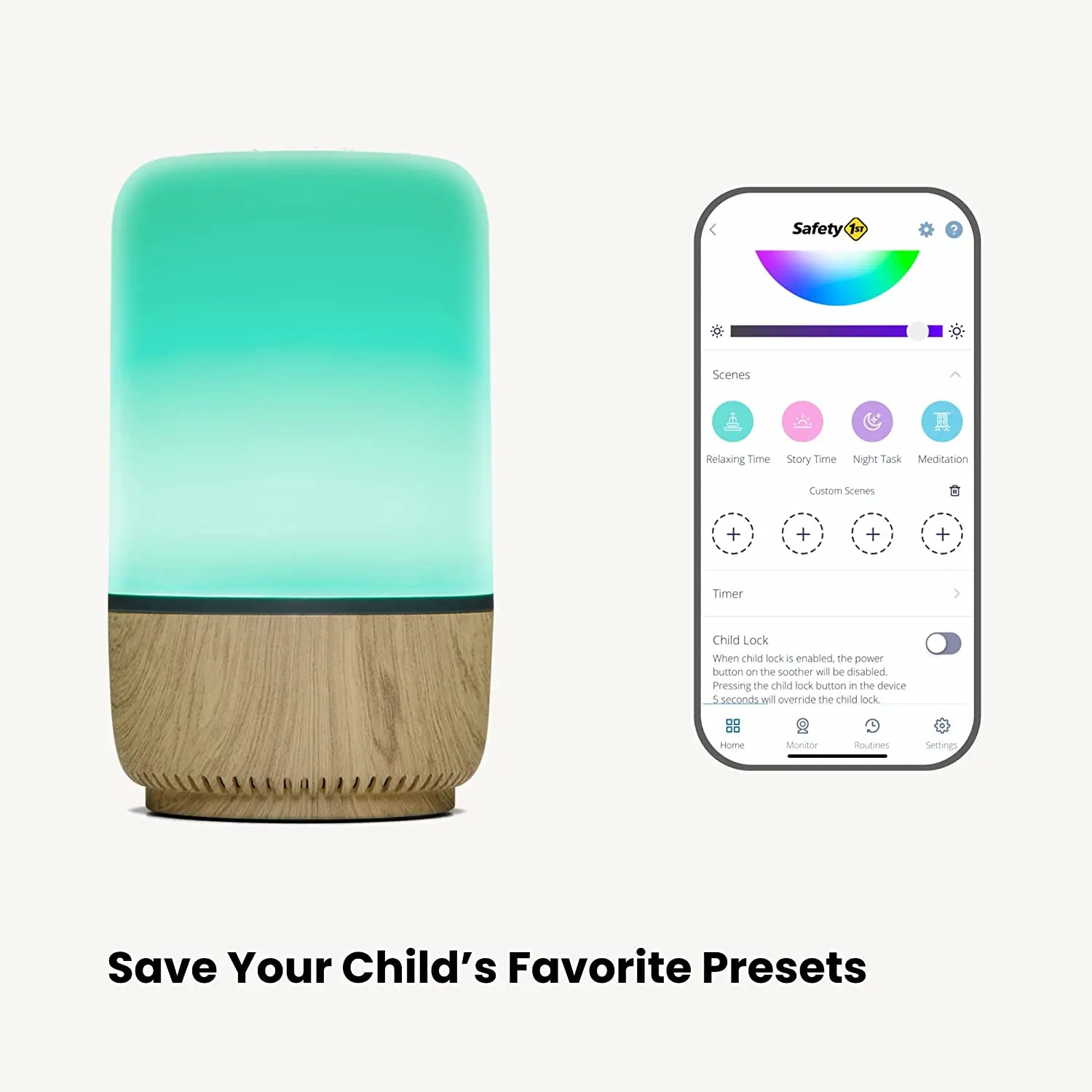 HOT Safety 1st Connected Smart Light & Sound Machine Night Light Includes 20 Classic lullabies and Soothing Sounds Time
