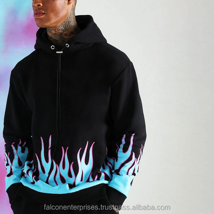 Wholesale Stone Vintage Washed Hoodie Tie Dye 3d Print Polyester Hoodie Heavyweight Cotton French Terry Oversized Pullover Hoodi