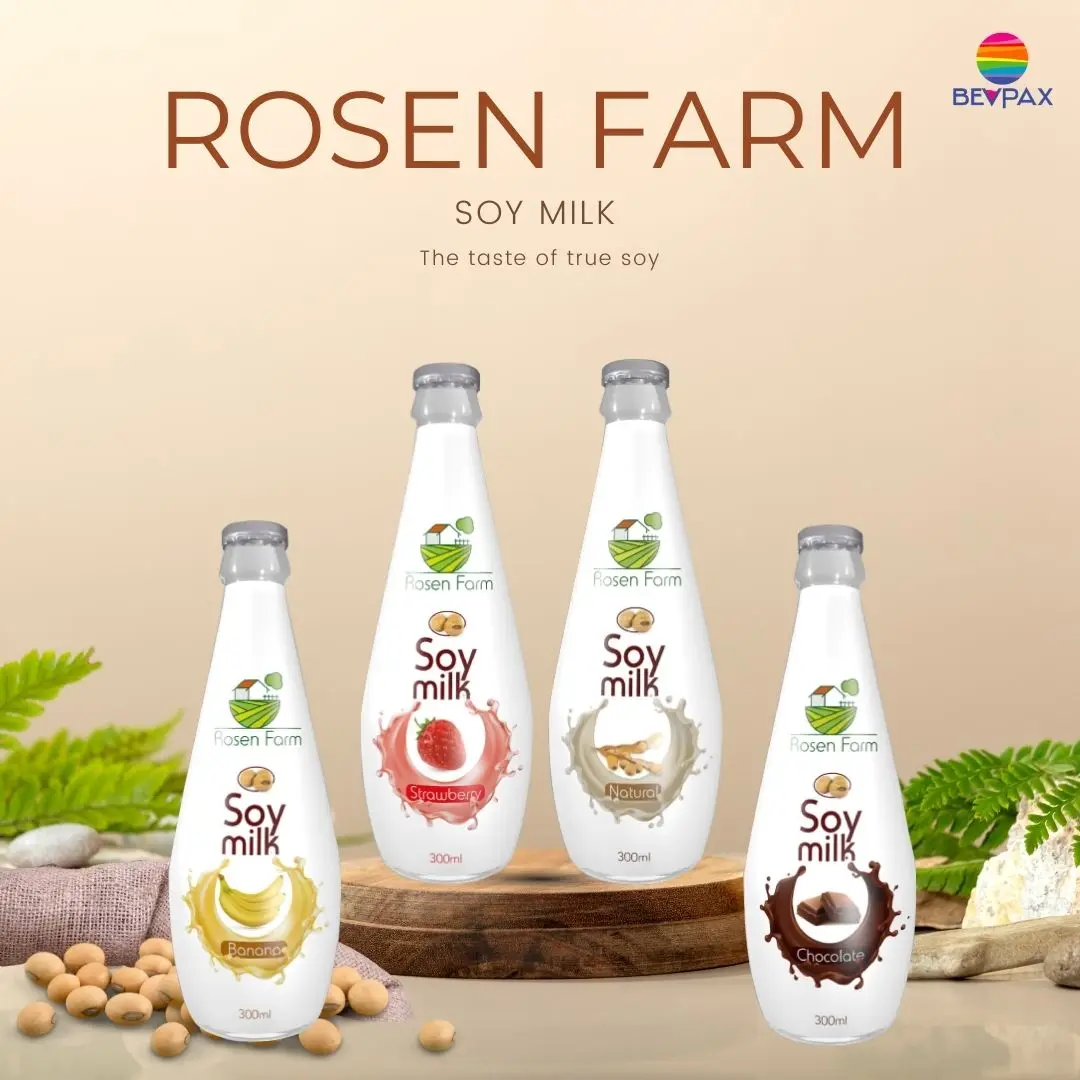 Low price Plant based soy milk from Vietnam best selling for Africa market 300ml glass bottle natural flavor