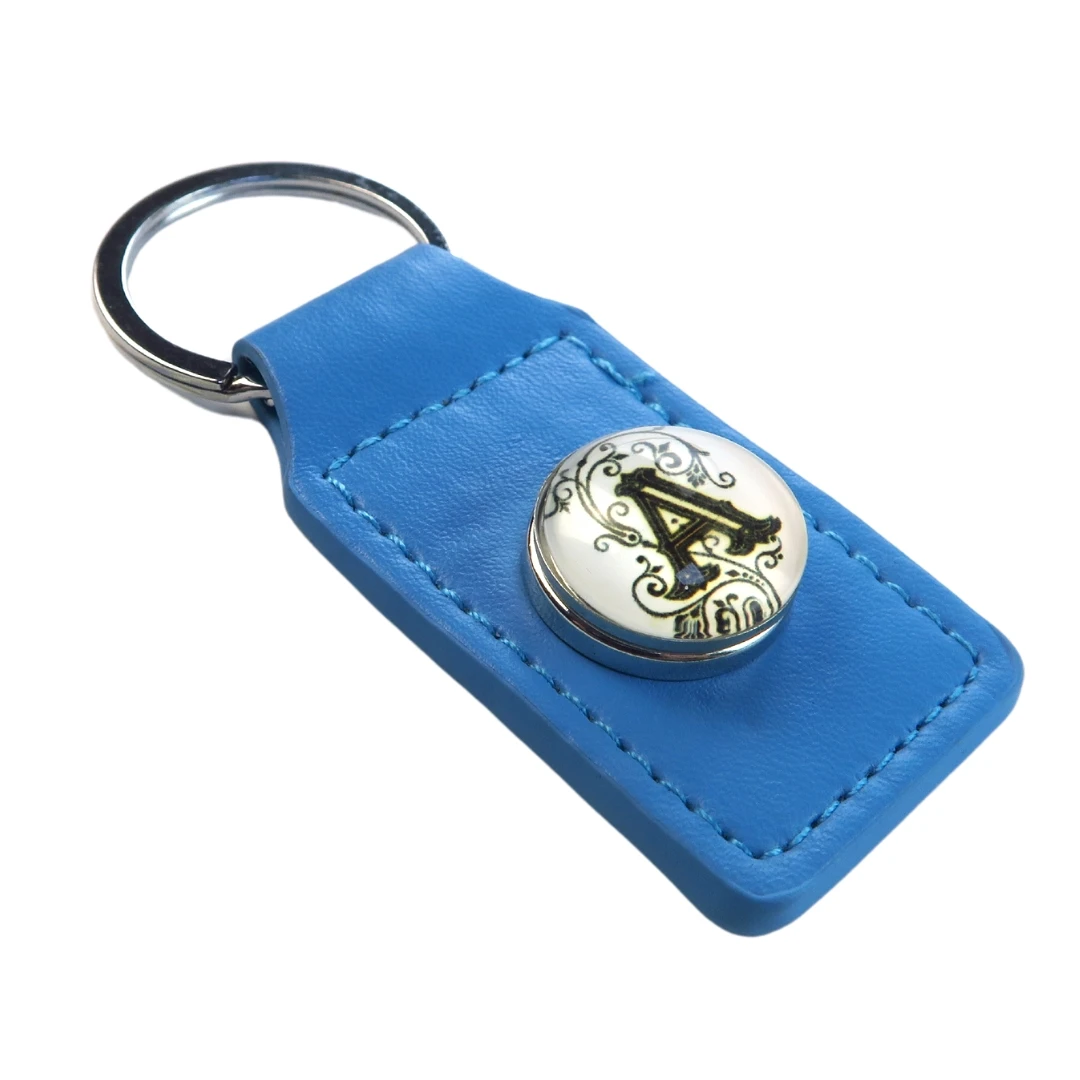 Promotional Custom Logo Leather Keychain With Metal Snap Button Jewelry
