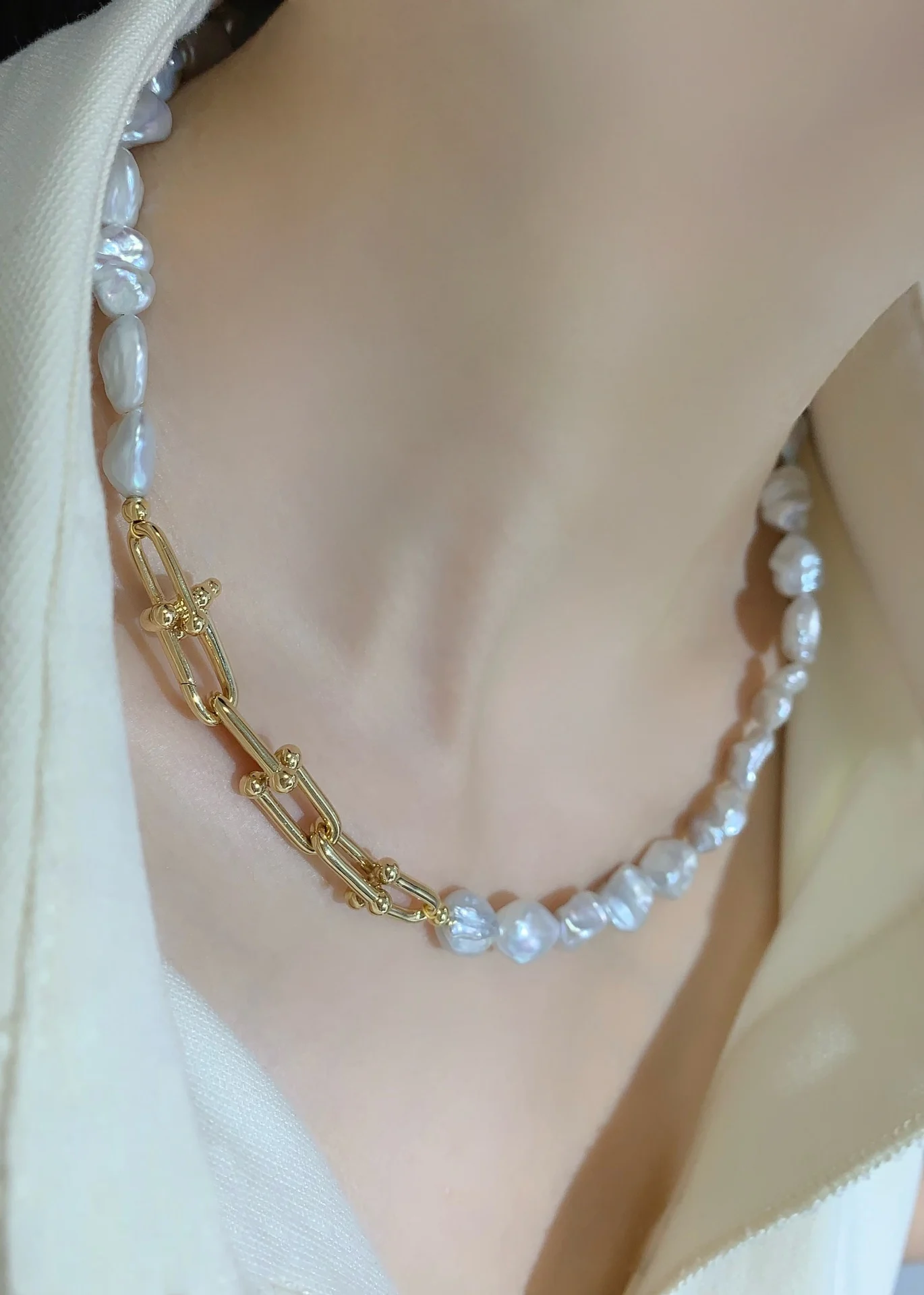 Lerca Luxury Fashion AU750 Pure Real 18K Gold Baroque Pearls Pendant Necklace Fine Jewelry Women Ladies Hand Made Chain Necklace