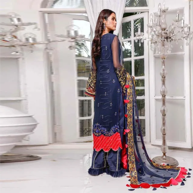 Indian Designer Pakistani Chiffon Mirror Embroidery Dress Salwar Kameez For Wedding and Party for Women Wholesale Rate