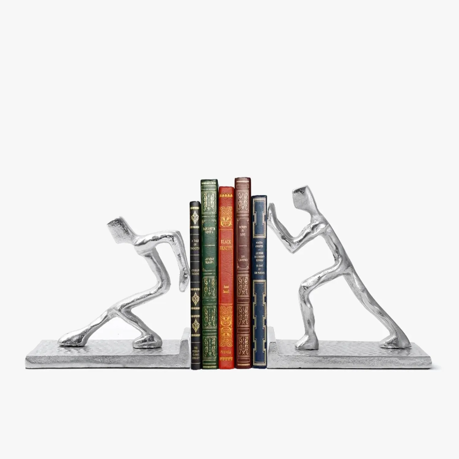 Новое поступление алюминиевая фигурка человека подставка для книг с индивидуальным логотипом настольный декор металлический держатель