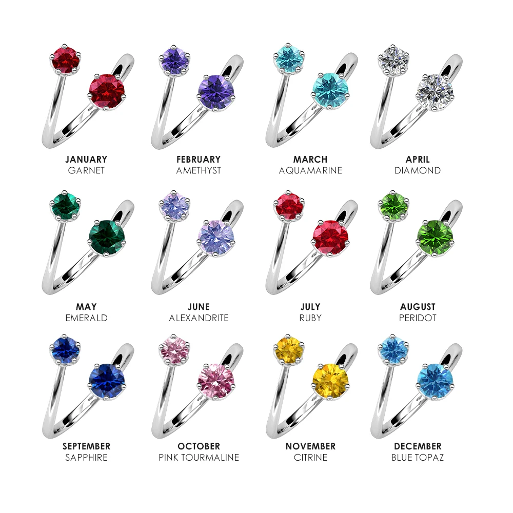 FREE Jewelry Box Sterling Silver 925 Premium Austrian Crystal 12 Months Birthstone Open Ring Jewelry For Women Destiny Jewellery
