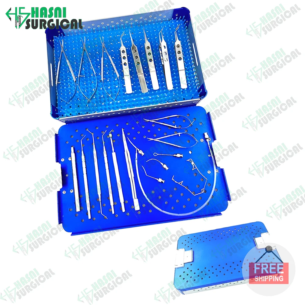 Eye Surgery Set Can Be Sterilized by High Temperature and High Pressure Stainless Steel 21 Pcs Cataract Set CE ISO Approved