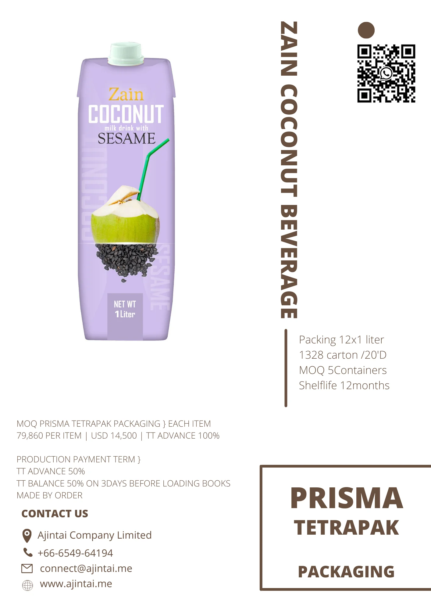 Zain Ajintai ZEN Prisma Coconut Fruits  Beverage Drinks Fruit Juice Box Fruit Bulk Vegetable Juice Colored Herbal Plant Extract