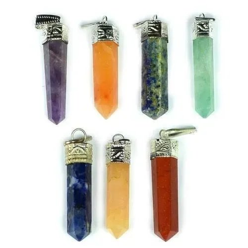 All Mix Stones Single Point Pencil Healing Gemstone Necklace Pendant Wholesale Love Crystal Pencil Cape Pendant Necklace
