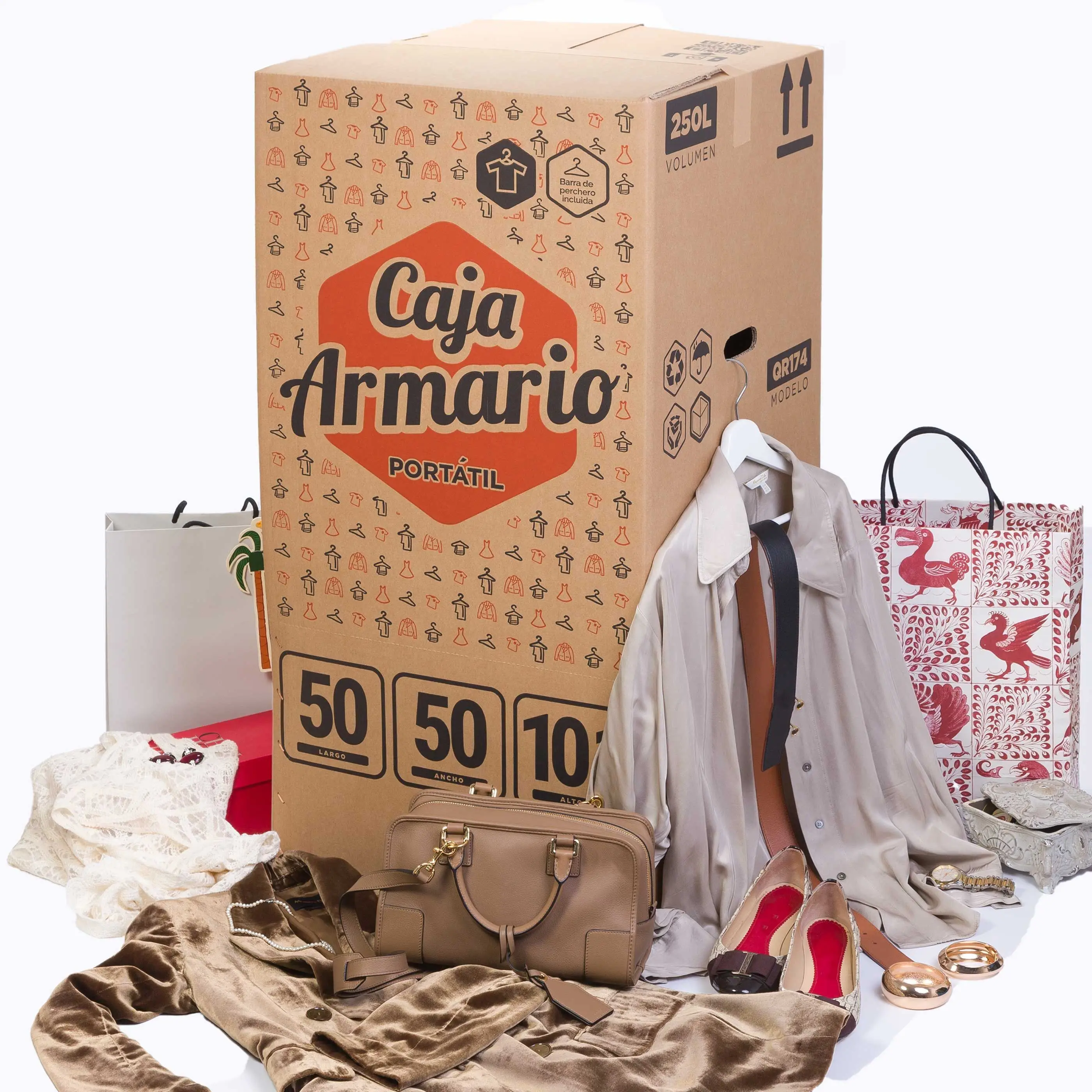 TELECAJAS Cajas Armario Portátil para Ropa (50x50x101 см) Ropero en Mudanzas Pack de 2 ud (включая барраса)