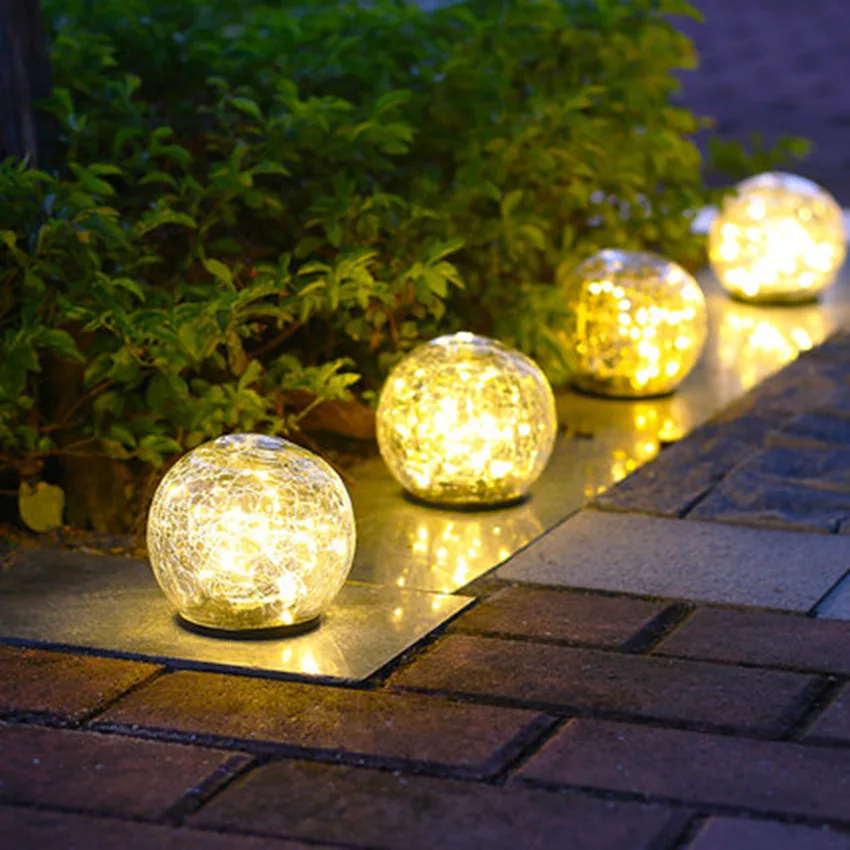 Factory wholesale Solar Cracked Glass Ball Buried led Patio Landscape Christmas Angel String Lights Decorative Lighting