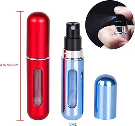 8 Pcs Pack of 5ml Portable Mini Refillable Perfume Spray Atomizer Bottle Scent Pump Case