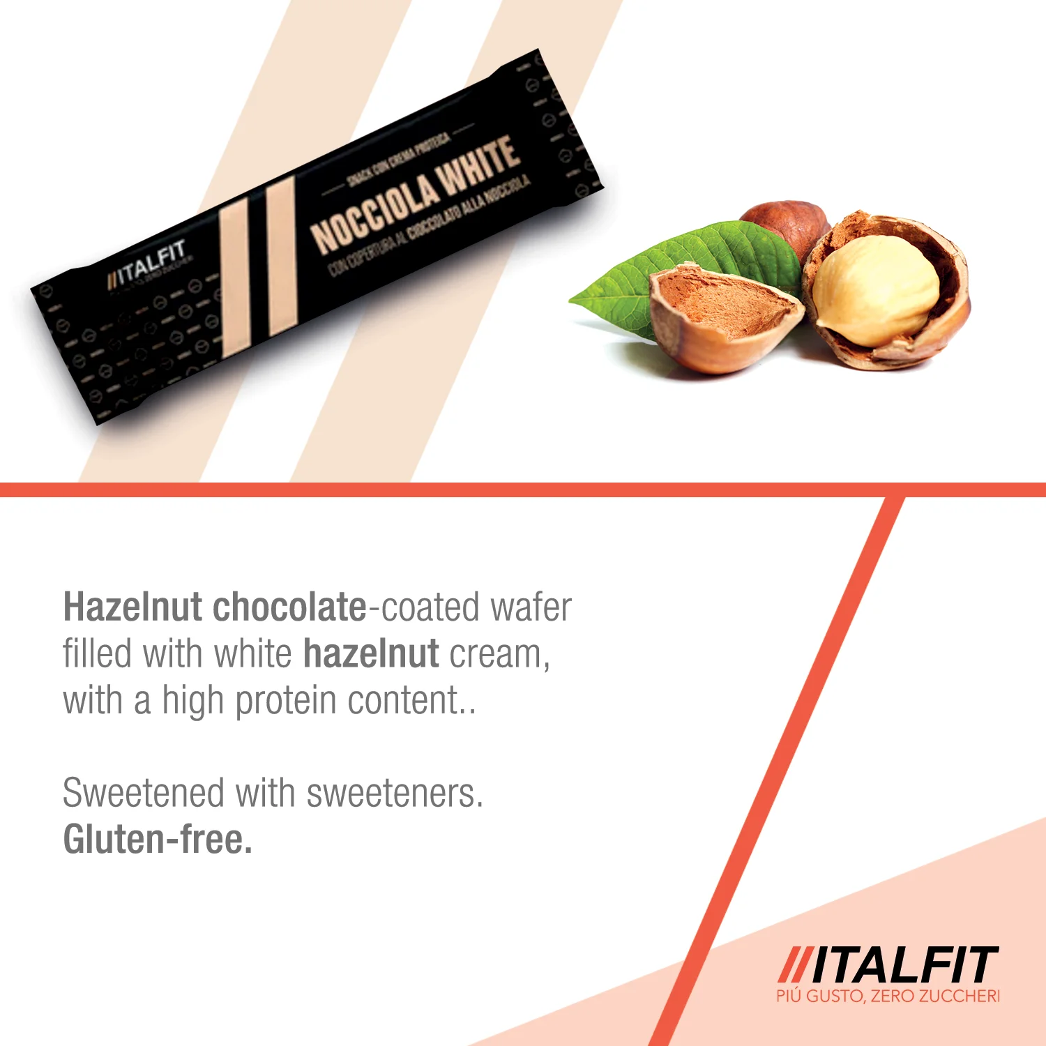 Premium quality Italian white hazelnut  protein sugarfree snack bar Italfit 24 pcs for breakfast snack after gym