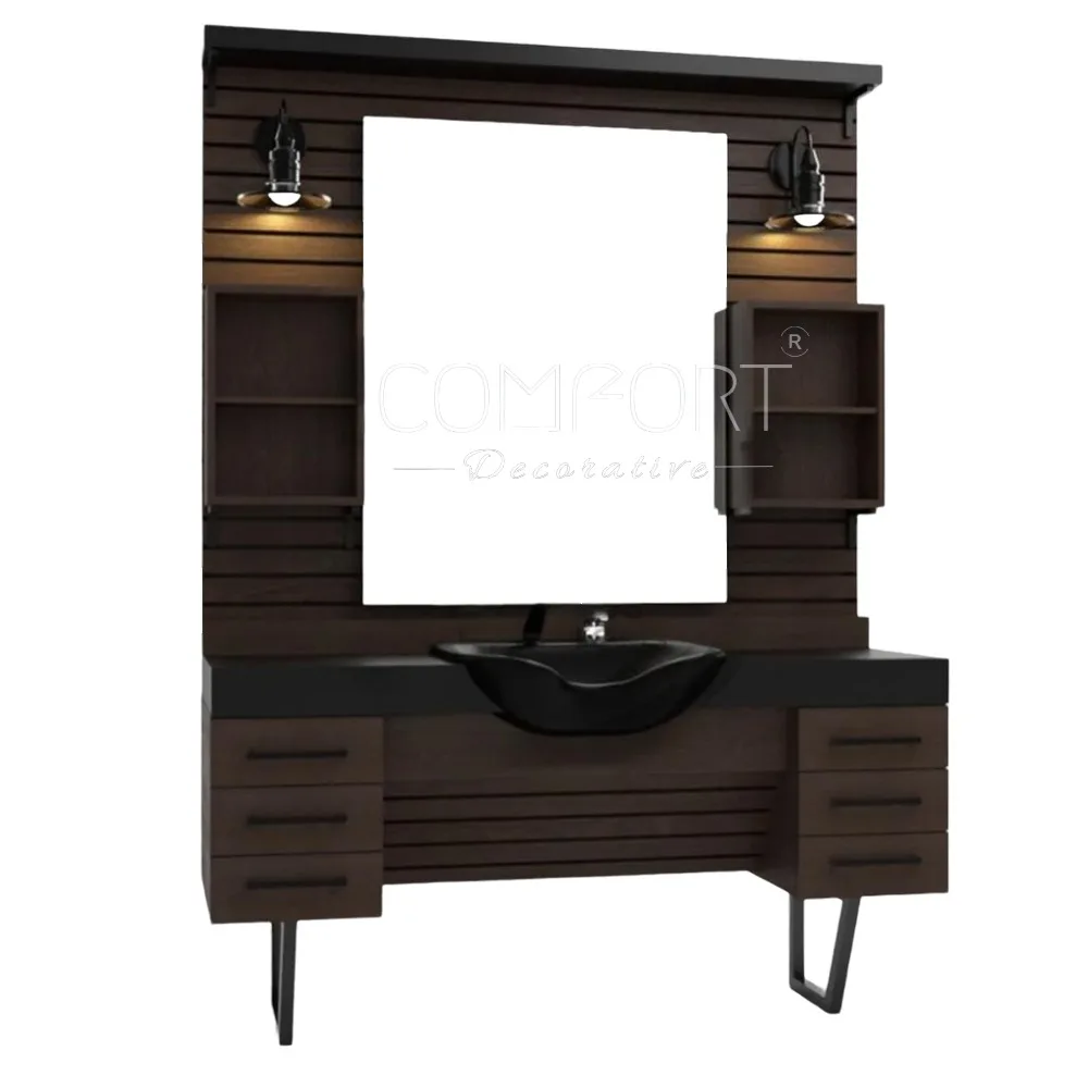 Barber Mirror Station Styling/Mirror Station for Nail Salons Hotels Workshops Malls Durable MDF Material