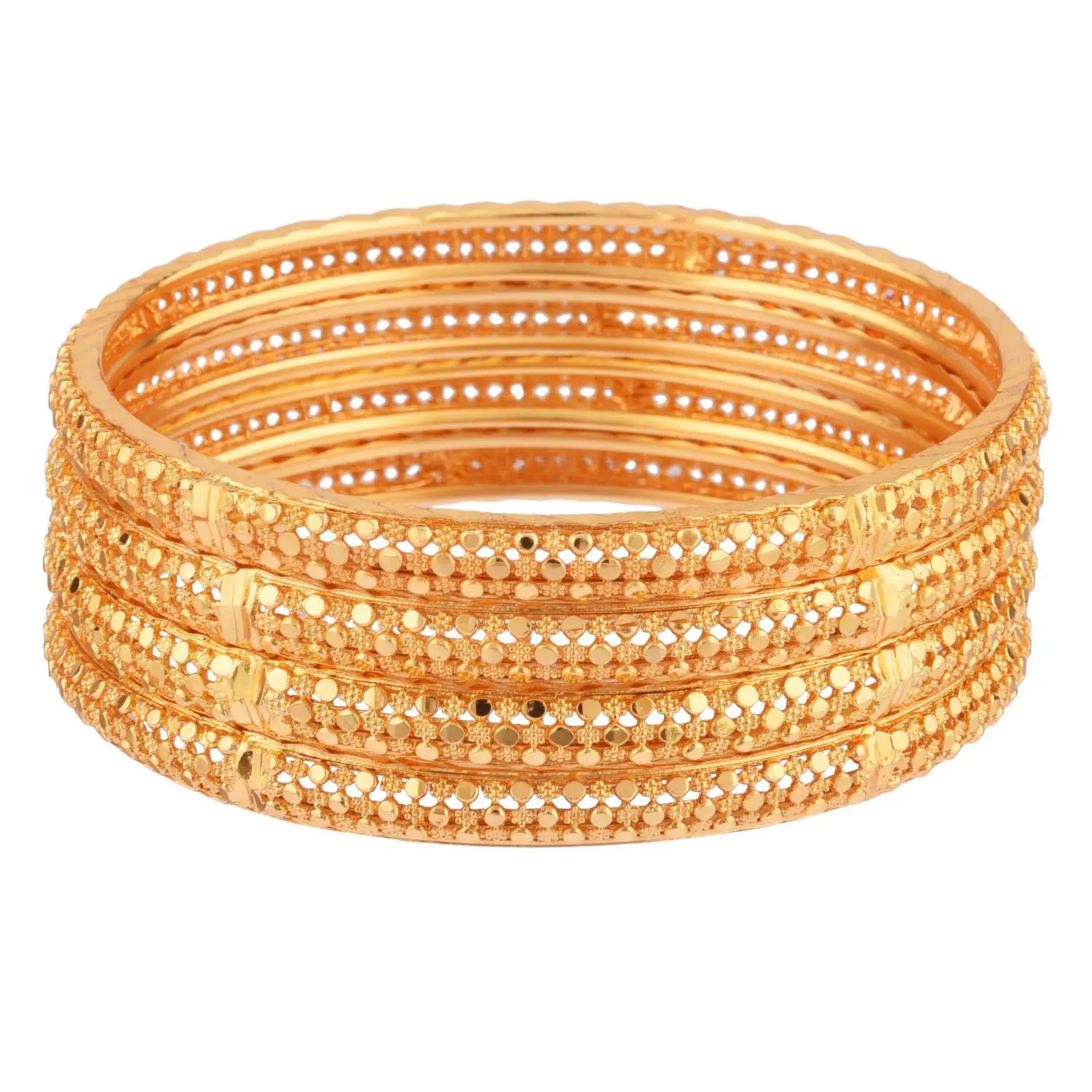 Indian  Manufacturer Jewelery Wholesale Ethnic Designer Gold Plated Engraved Textured Bridal Wedding Bangle Jewellery Set For Wom