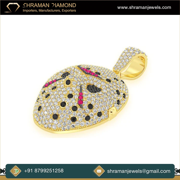 Latest Arrival Wedding Gift Fashion Jewelry for Men or Women 3.75 CTS 14K Gold Large Hockey Mask VS Natural Diamond Pendant