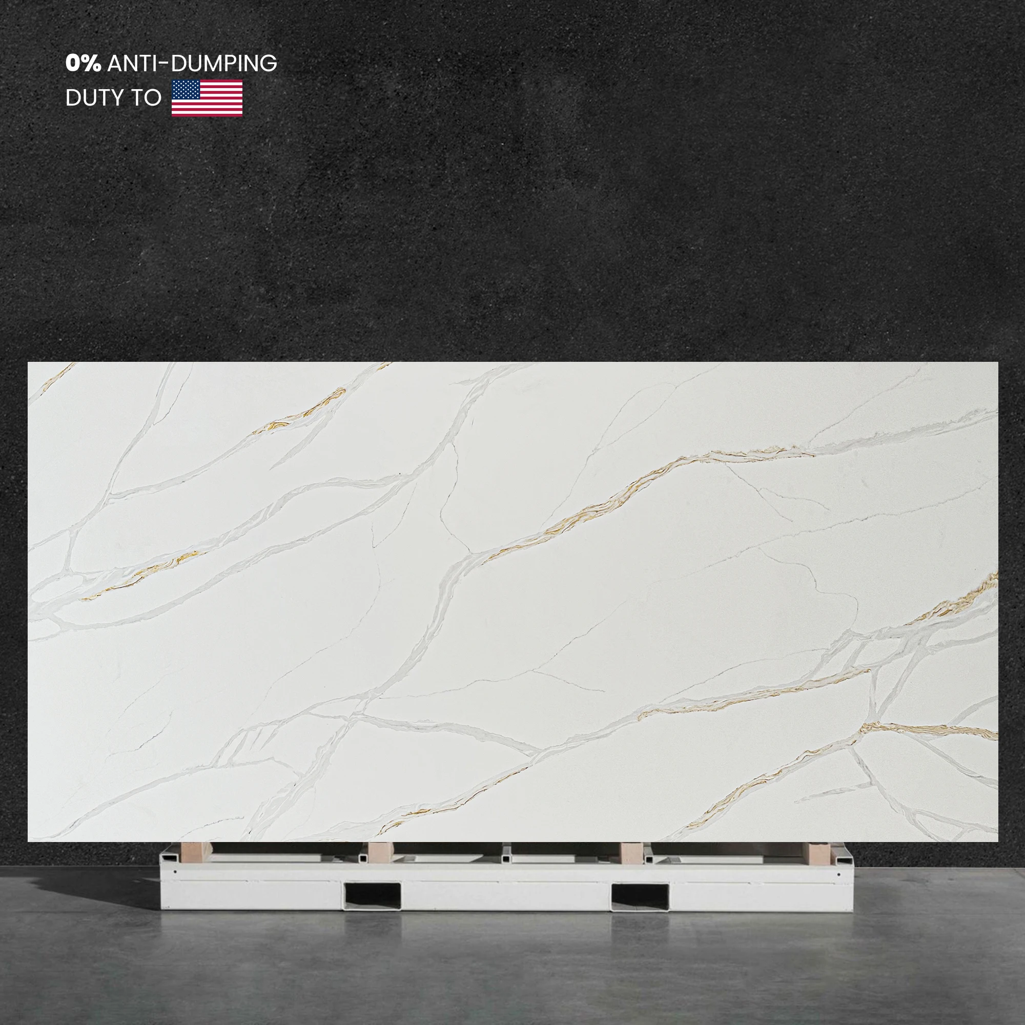 Project NV883 Vietnam Luxury Artificial Stone Quartz Calacatta White Gold Veins Kitchen Counter Island Table Top