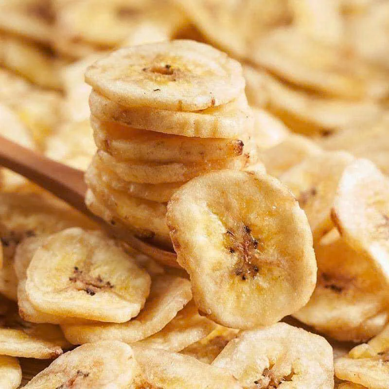 Organic 500g Dried Banana Chips Hard Texture Healthy Snack Supplier Wholesale with Bag Packaging Sweet Flavor Processed