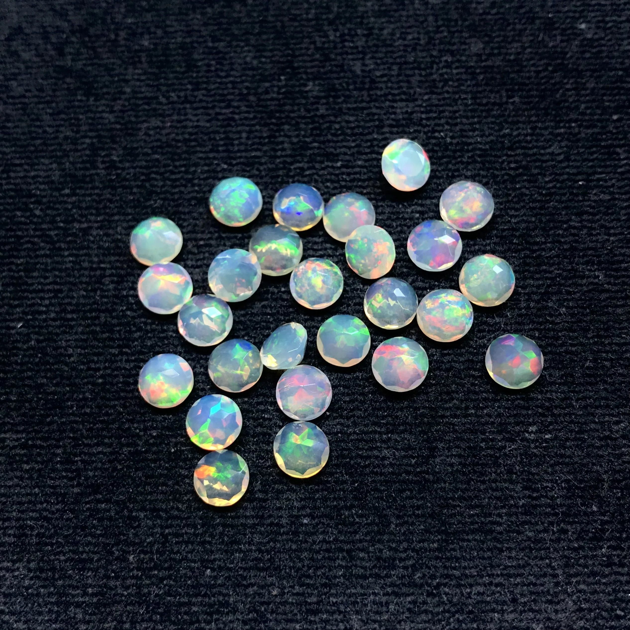 IGI 7mm 8mm Natural Ethiopian Opal Gemstone Round Faceted Loose Gemstone Fire Opal Natural For Jewelry Making Calibrated Stones