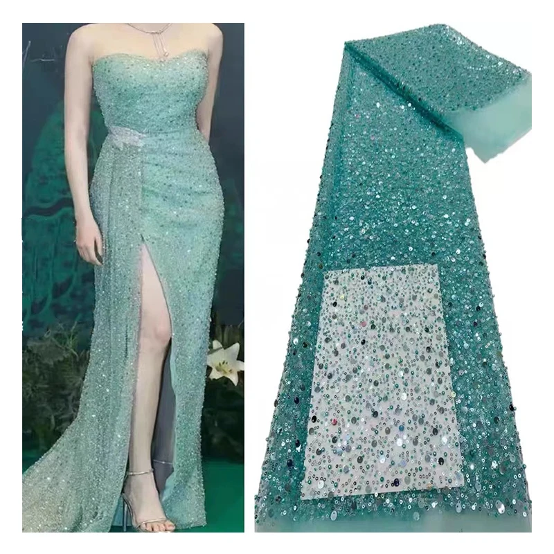 2024 Factory Direct Sale Luxury Bridal Dress Lace Mesh Wedding Embroidery Sequin Beads Fabrics for Woman Evening Party Dress