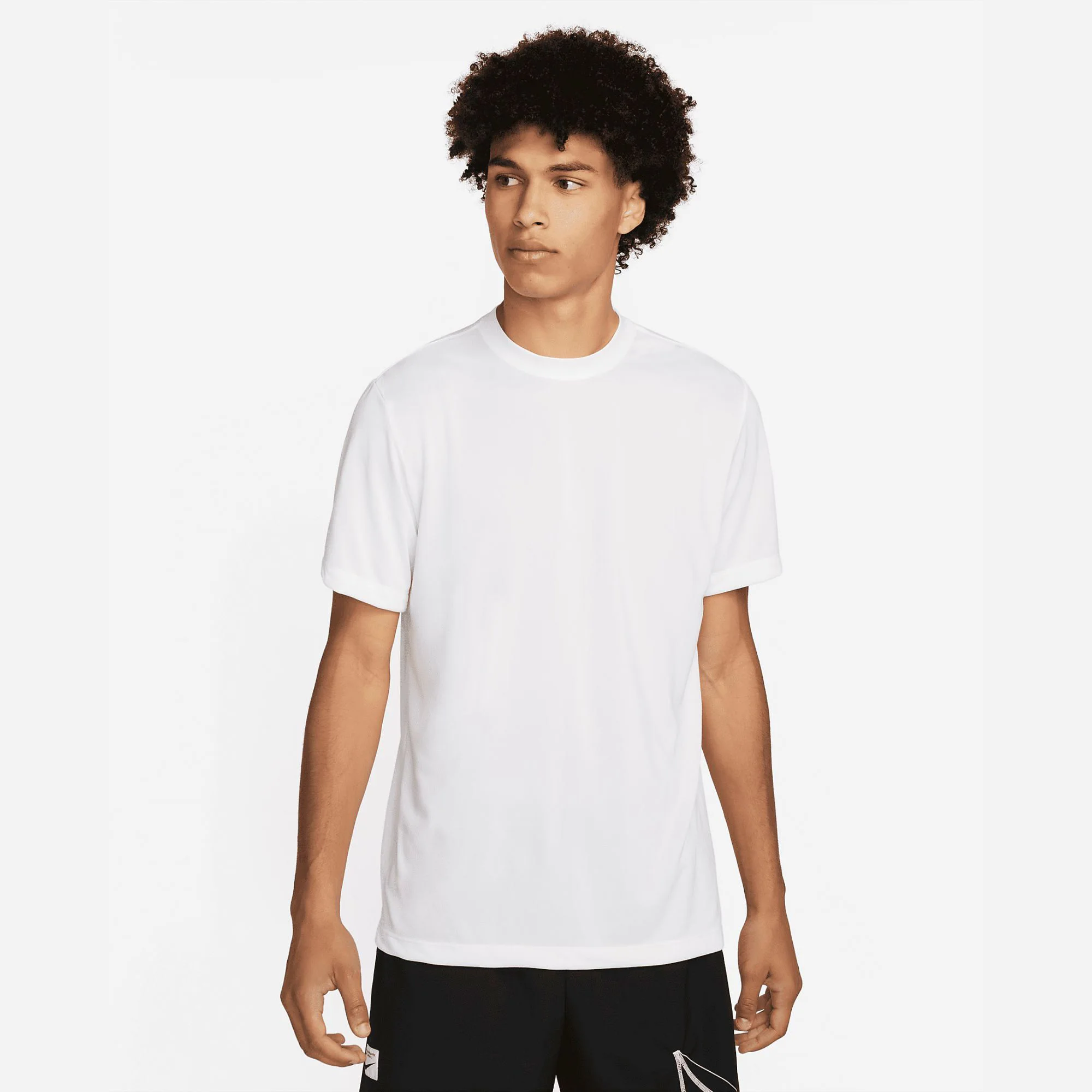 Jersey Fabric Feels Soft and Smooth Relaxed Standard fit Ribbed Neckband 100% Polyester White Mens Fitness T-Shirt