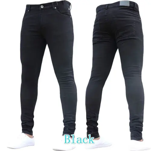 New Custom Design Mens Skinny Jeans Pants Stretch Tight Pencil Jeans Fitted Casual Denim Trousers For Men