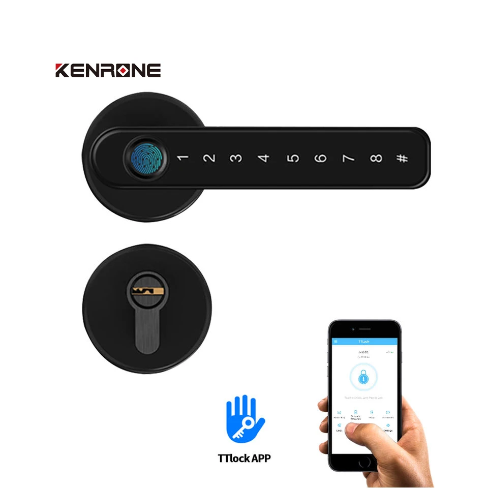 Smart Digital Door Handle Lock Mobile App Remote Control Door Handle Lock With Fingerprint