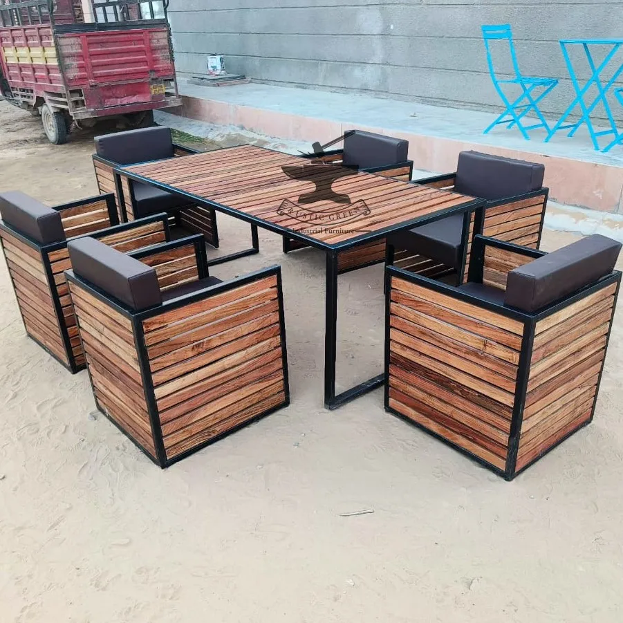 Cheap rectangular solid wood slab outdoor dining furniture chairs cafe wooden table top for de restaurant