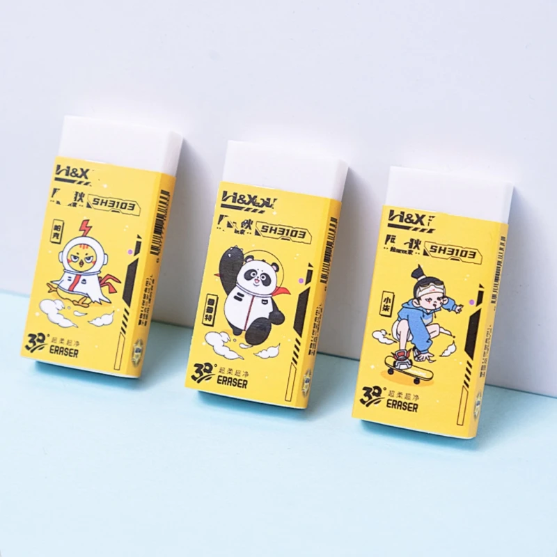Debris Free PVC Clean Rubber Pencil Eraser Cute Cartoon for Children Kids Students Back to School Essentials