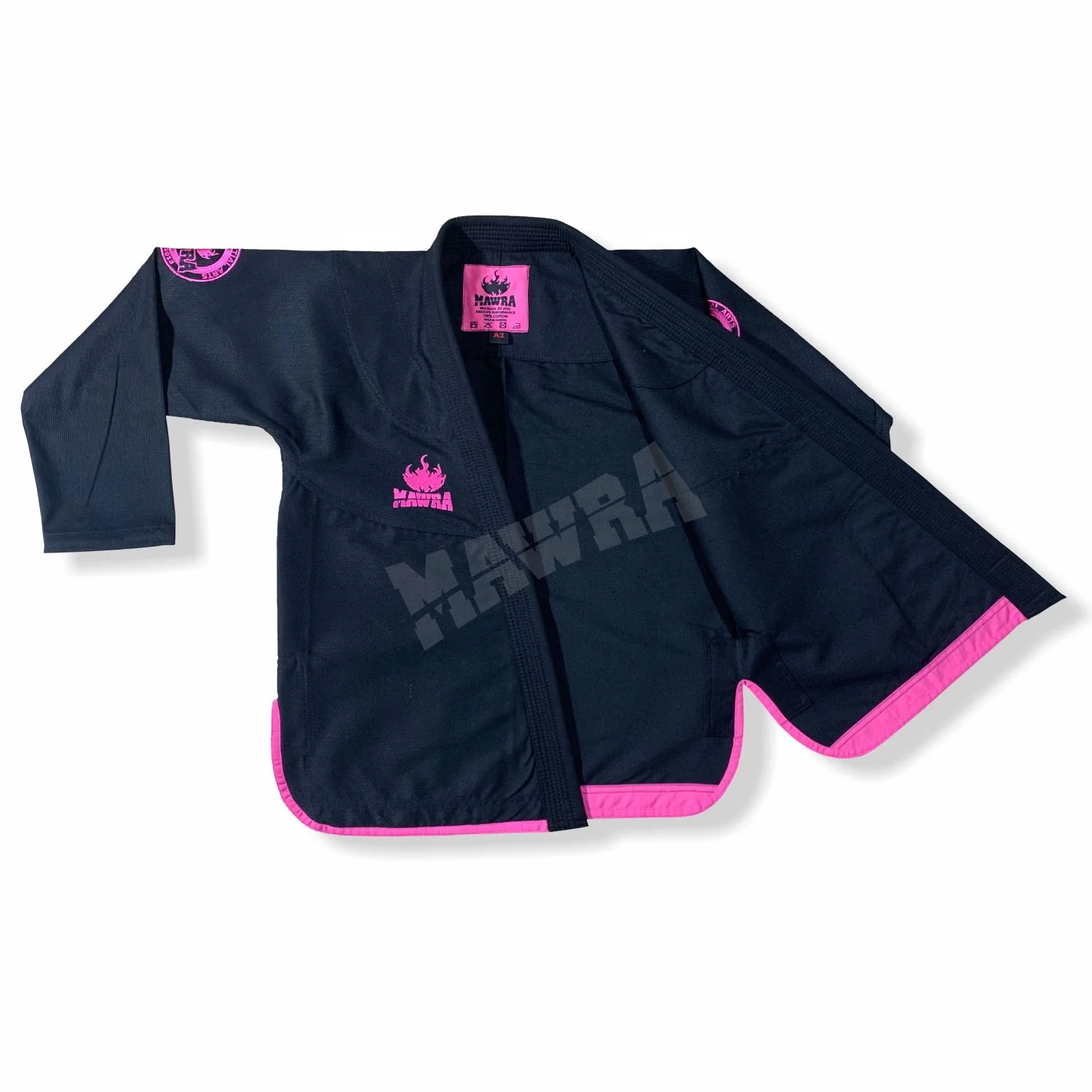 Buy Customize Black Jiu Jitsu GI With Round Trim BJJ Uniform Pearl Weave 100% Cotton 350Gsm 450Gsm 550Gsm
